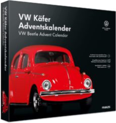 Franzis 55255-6 Adventskalender VW Käfer, Fahrzeugbausatz im Maßstab 1:43, inkl. Soundmodul und Begleitbuch