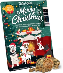 Adventskalender für Hunde, Weihnachtskalender für Vierbeiner mit 24 leckeren Kausnacks und Belohnungen
